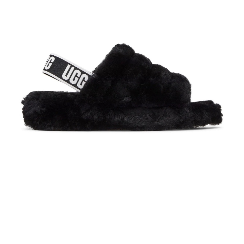UGG Black Fluffy Yeah Slippers size 10 womens